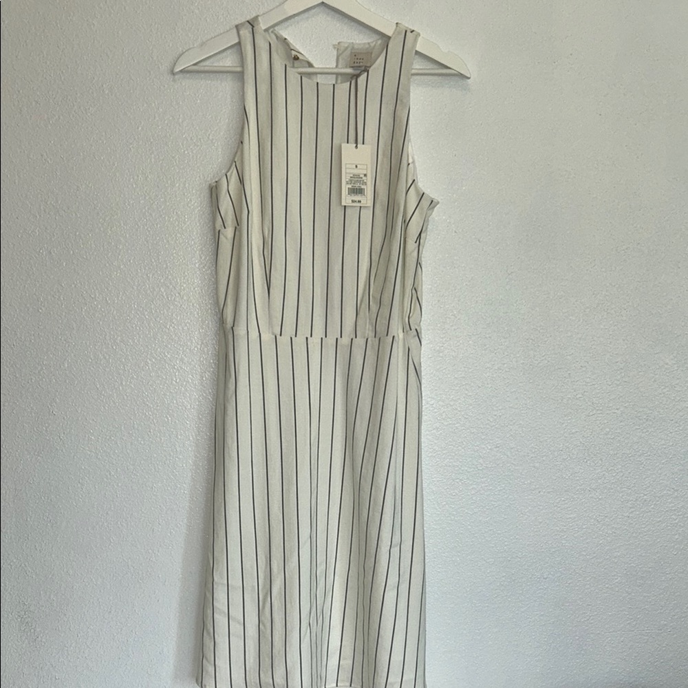 A New Day Sleeveless White and Gray Sheath Midi Dress